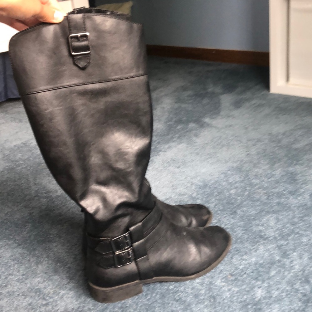 Black leather boots